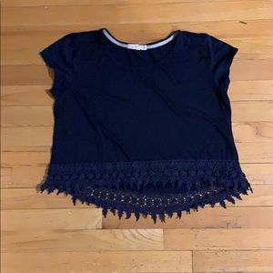 Navy cropped tee